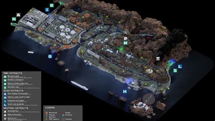 Escape from Tarkov Lighthouse map, highlighting Part 11 objectives for TerraGroup Trail